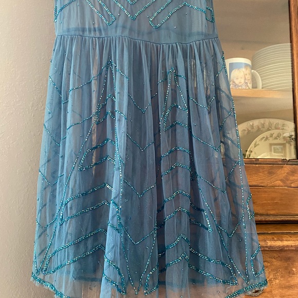Free People Blue Mesh Beaded Slip - Picture 4 of 12